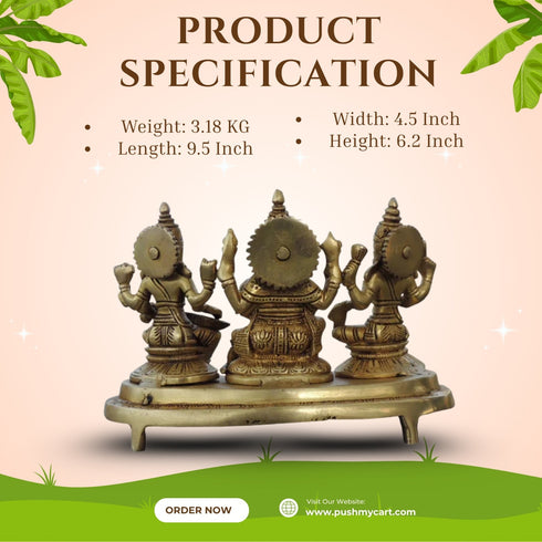 Brass Laxmi Ganesh God Idol Statue 1059g